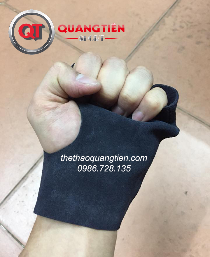 Găng tay tập tạ da bò không cổ màu xanh tím than
