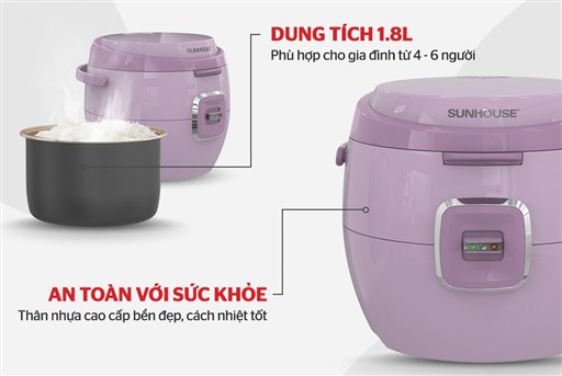 Nồi cơm điện 1.8L Sunhouse SHD8663V