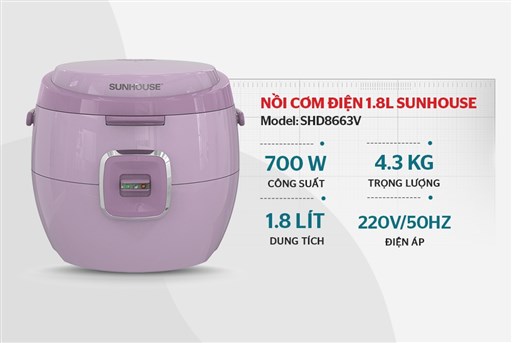 Nồi cơm điện 1.8L Sunhouse SHD8663V