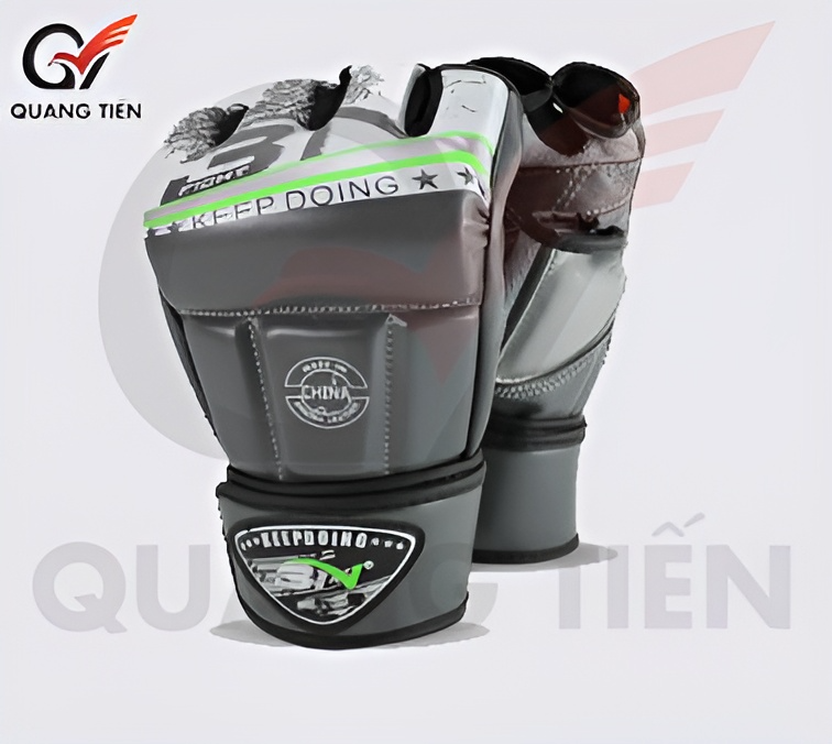 Găng tay hở ngón MMA BN Găng tay BN MMA cao cấp - MMA Gloves - xám
