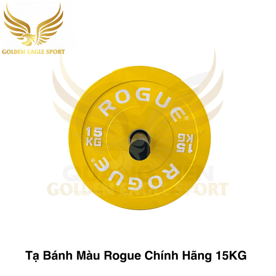 Tạ bánh cao su ROGUE cao cấp lỗ 50 nhập khẩu 15kg (màu vàng)