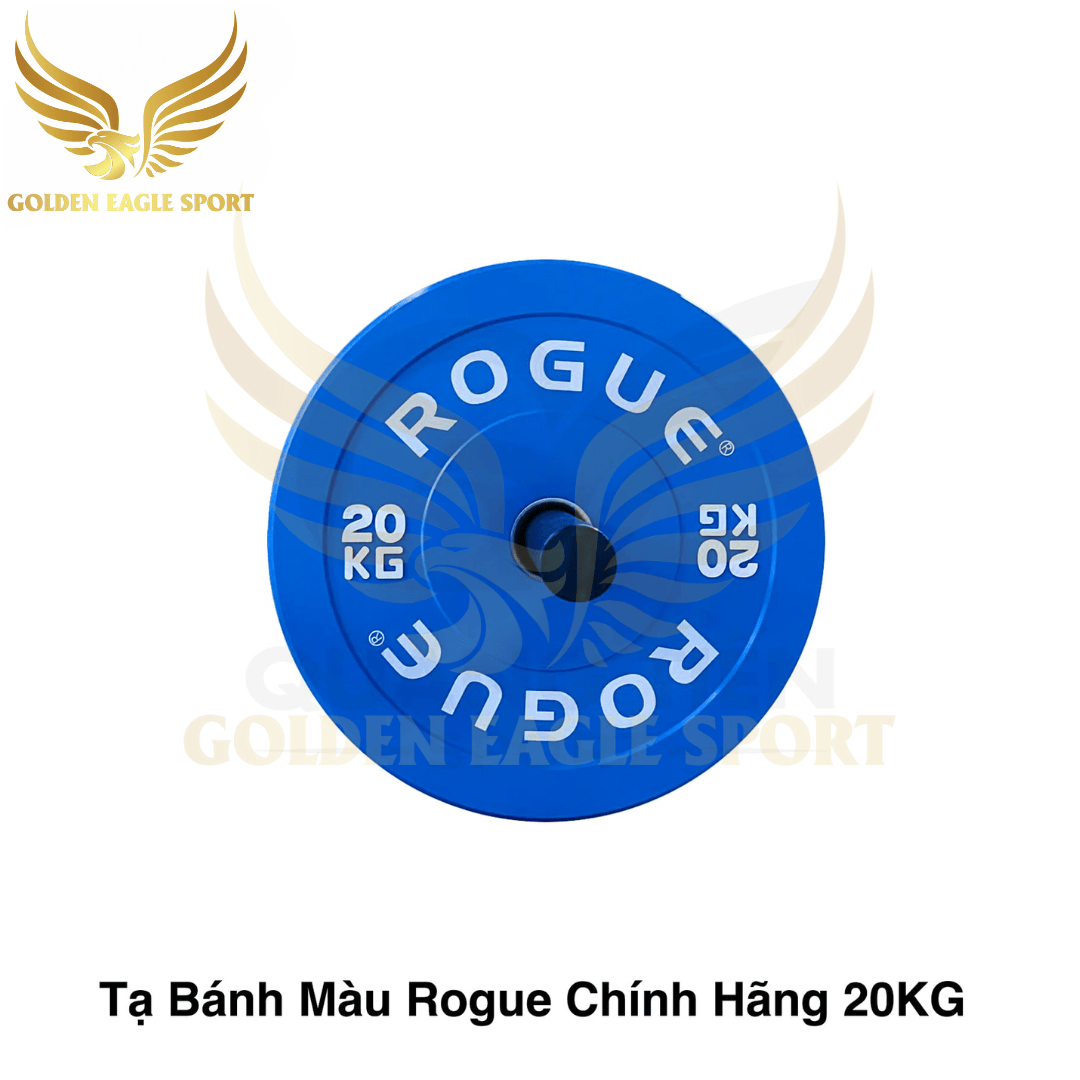 Tạ bánh cao su ROGUE cao cấp lỗ 50 nhập khẩu 20kg (màu xanh biển)