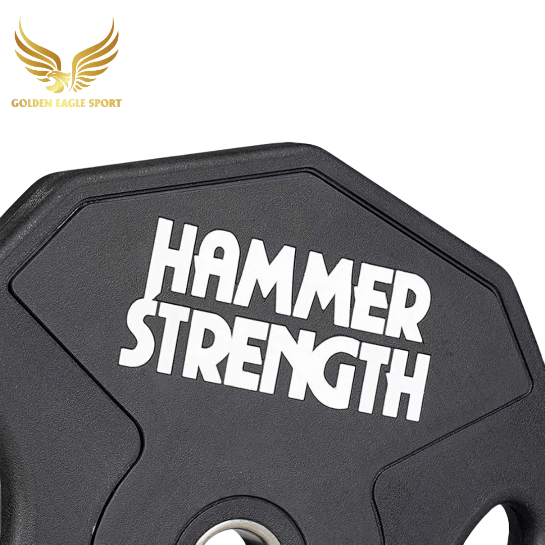 Tạ bánh cao su lõi thép Hammer Strength màu đen cao cấp lỗ 50 nhập khẩu (giá 1 set 2,5-25kg)