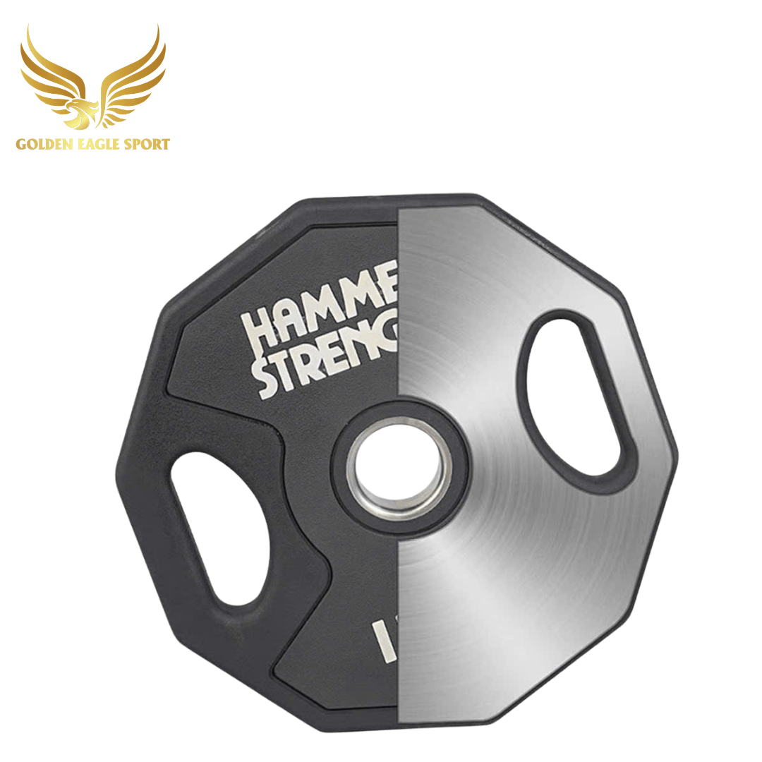 Tạ bánh cao su lõi thép Hammer Strength màu đen cao cấp lỗ 50 nhập khẩu (giá 1 set 2,5-25kg)