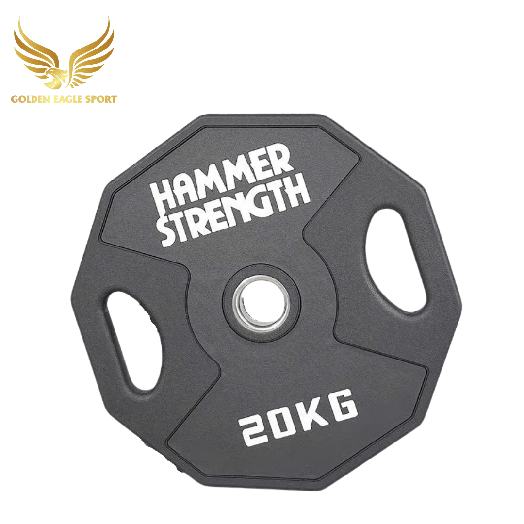 Tạ bánh cao su lõi thép Hammer Strength màu đen cao cấp lỗ 50 nhập khẩu (giá 1 cặp)