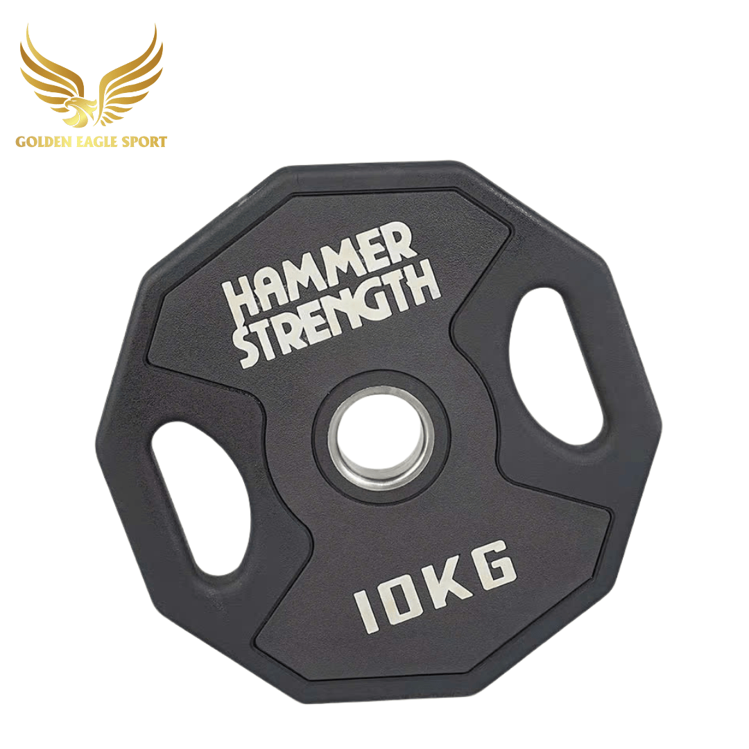 Tạ bánh cao su lõi thép Hammer Strength màu đen cao cấp lỗ 50 nhập khẩu (giá 1 cặp)