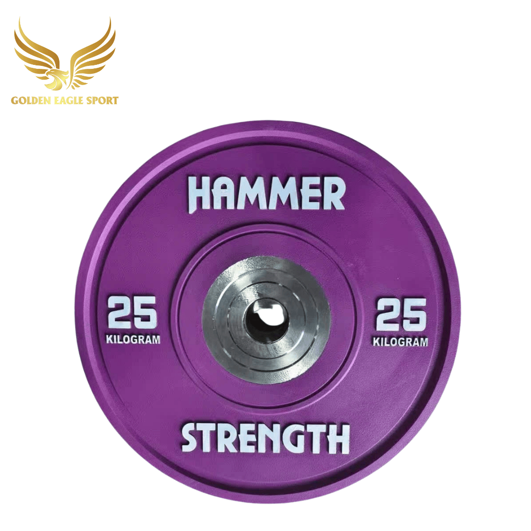 Tạ bánh cao su lõi thép nhỏ Hammer Strength cao cấp lỗ 50 nhập khẩu (set 5-25kg)