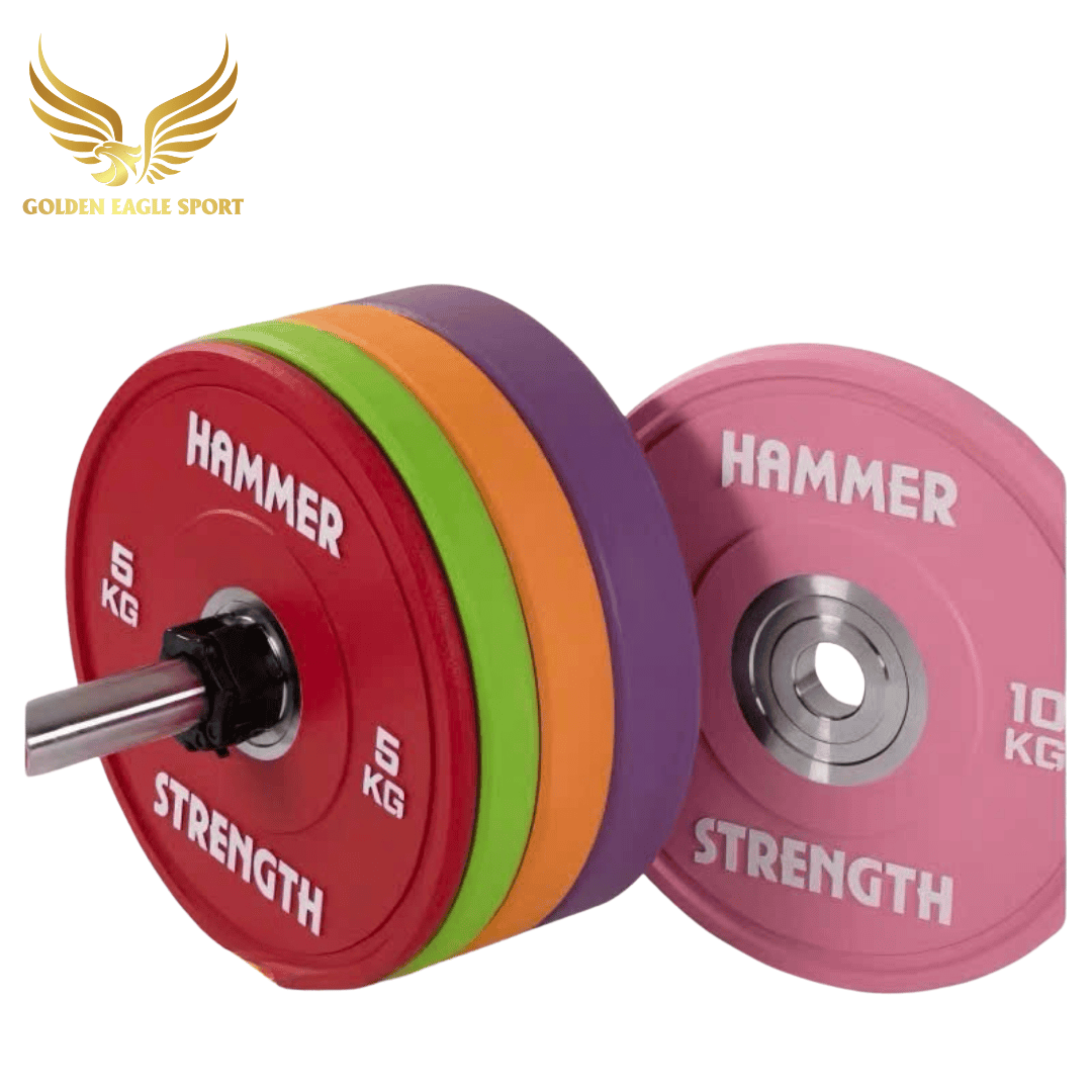 Tạ bánh cao su lõi thép nhỏ Hammer Strength cao cấp lỗ 50 nhập khẩu (giá 1 cặp)