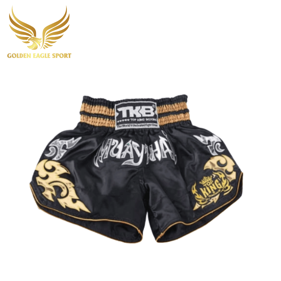 Quần Muay Thái Chính Hãng Muay Thai Short Chất Liệu Satin Cao Cấp | TKB đen cổ điển