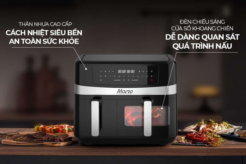 Nồi chiên không dầu 2 ngăn 10L Sunhouse Mama SHD4098