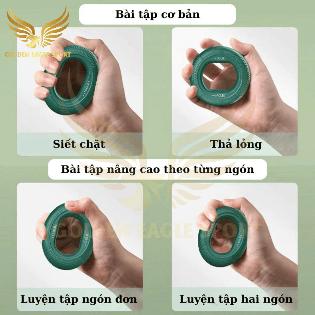 Vòng silicon tập cơ tay công thái học, cầm nắm luyện tập sức mạnh ngón tay phục hồi chức năng