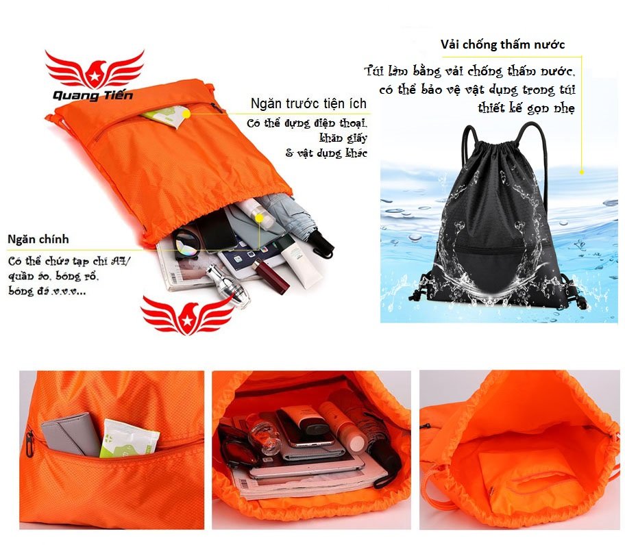 Túi vải dù, dây rút thể thao đa năng cao cấp kháng nước