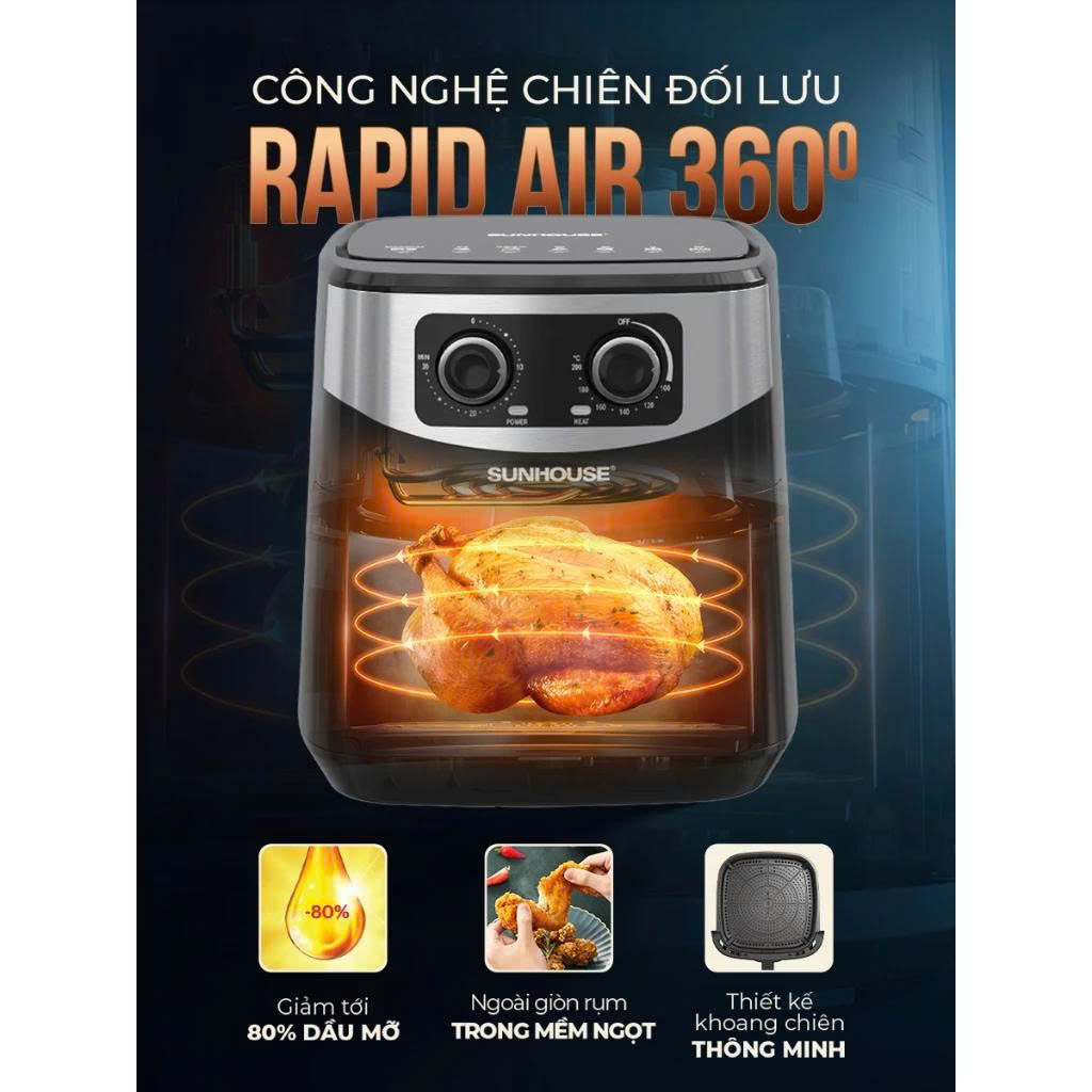 Nồi chiên không dầu 10.5L Sunhouse SHD4038