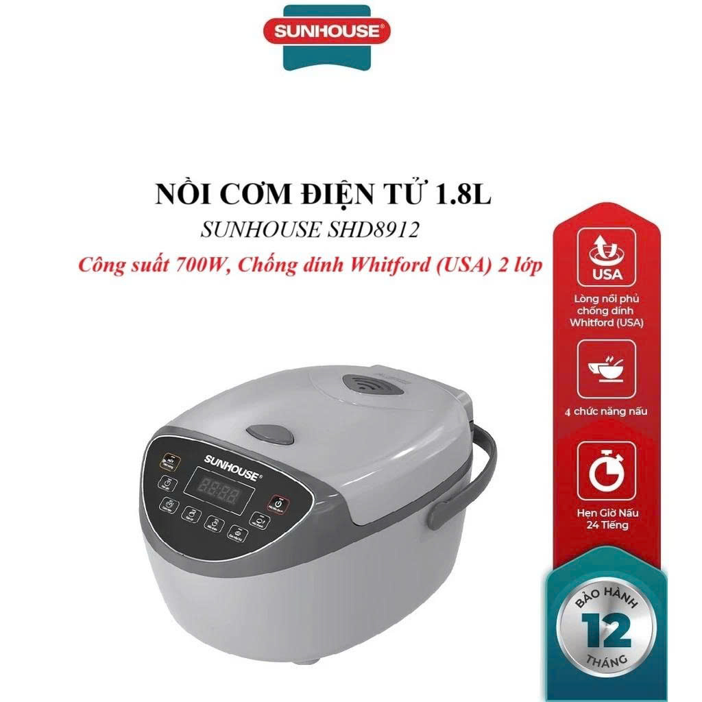 Nồi cơm điện tử 1.8L Sunhouse SHD8912