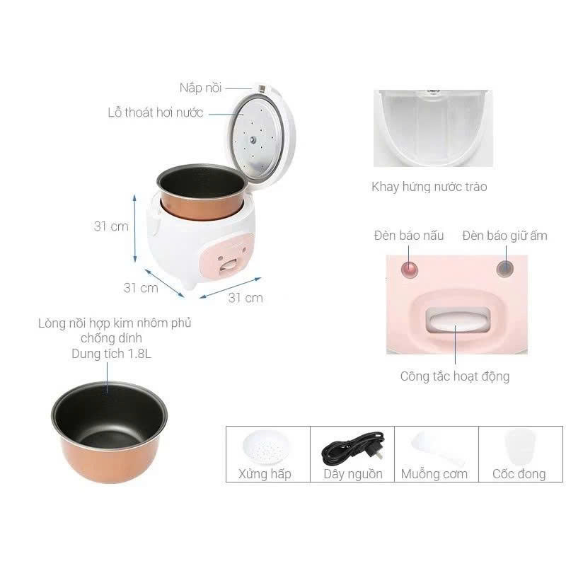 Nồi cơm điện 1.8L Sunhouse SHD8607W