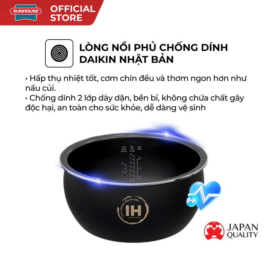 Nồi cơm điện cao tần 1.5L SUNHOUSE SHD8826