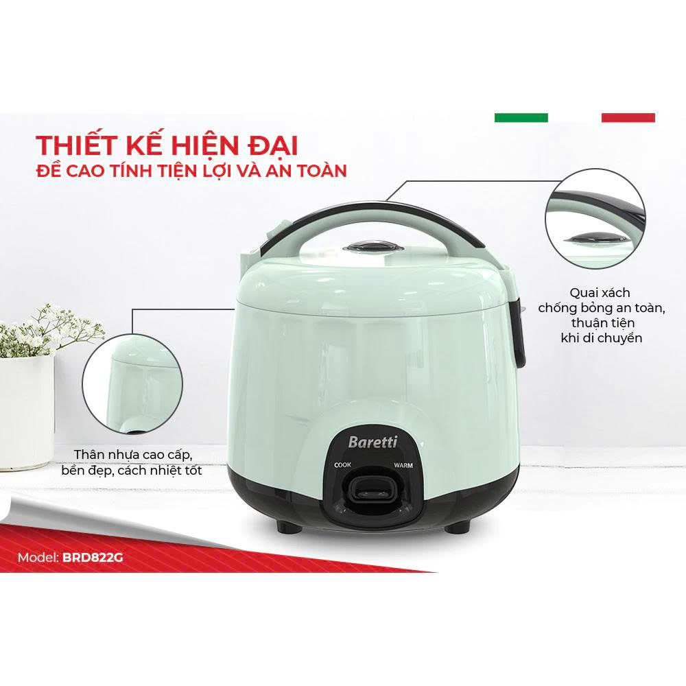Nồi cơm điện 1.2L Baretti BRD822G