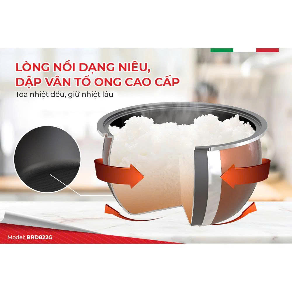 Nồi cơm điện 1.2L Baretti BRD822G