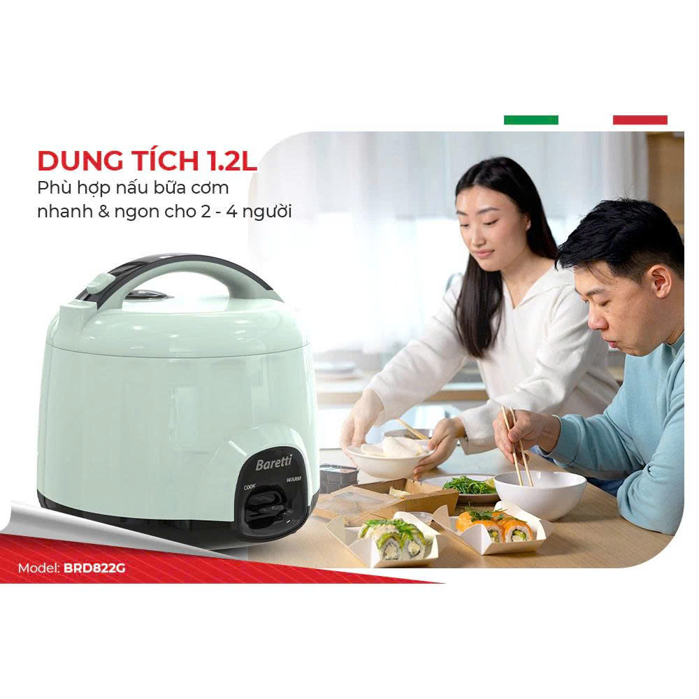 Nồi cơm điện 1.2L Baretti BRD822G