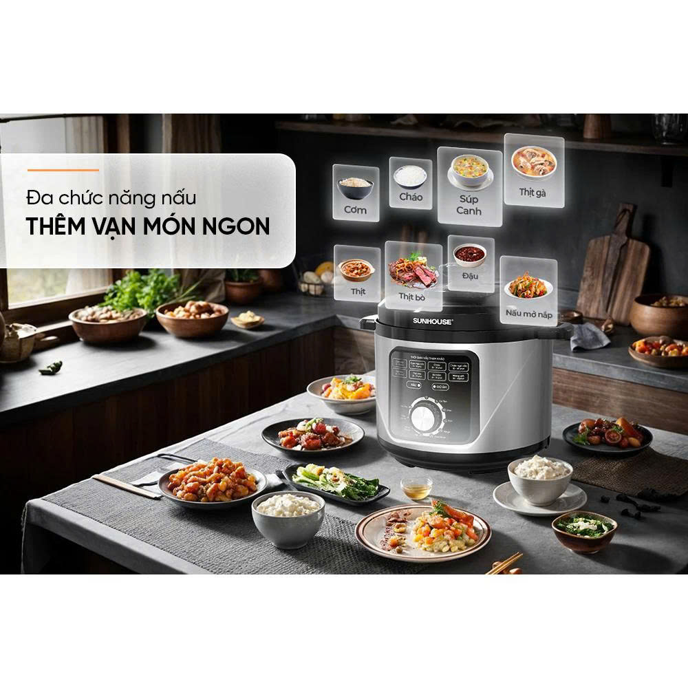 Nồi áp suất điện đa năng 5L Sunhouse SHD1551