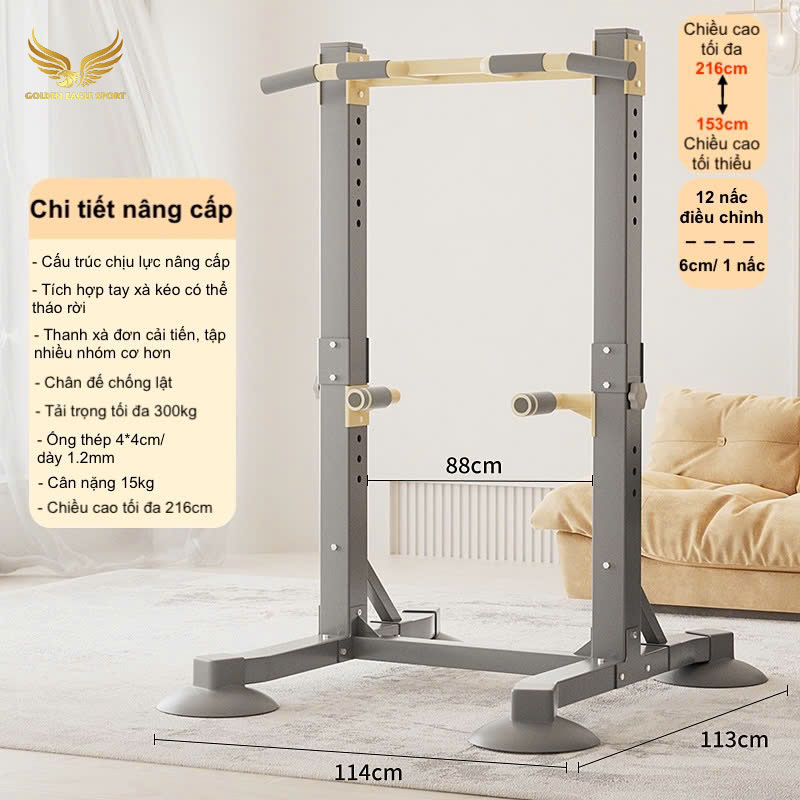 Khung Xà Đơn Đa Năng – Chịu Tải 150Kg – Thép Hộp 4x4cm Dày 1.2mm – Điều Chỉnh Cao 155–216cm