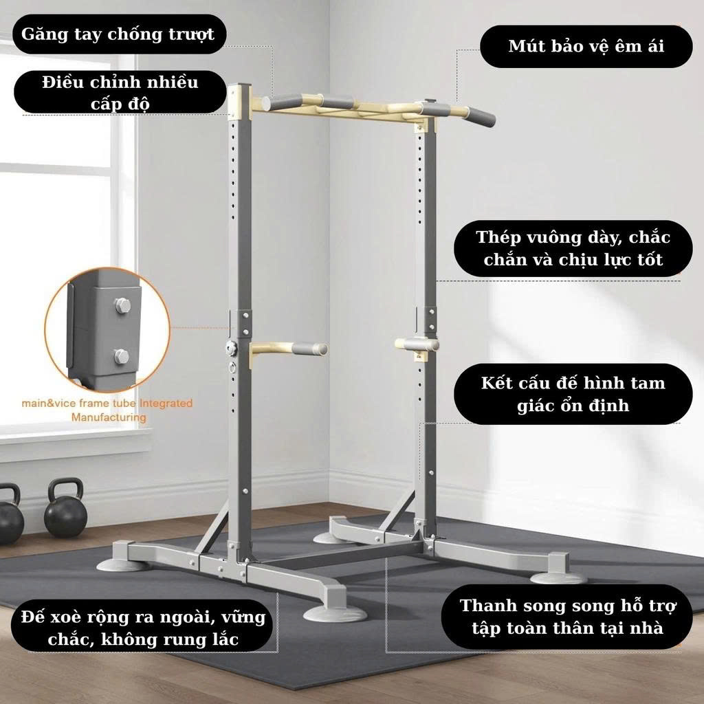 Khung Xà Đơn Đa Năng – Chịu Tải 150Kg – Thép Hộp 4x4cm Dày 1.2mm – Điều Chỉnh Cao 155–216cm