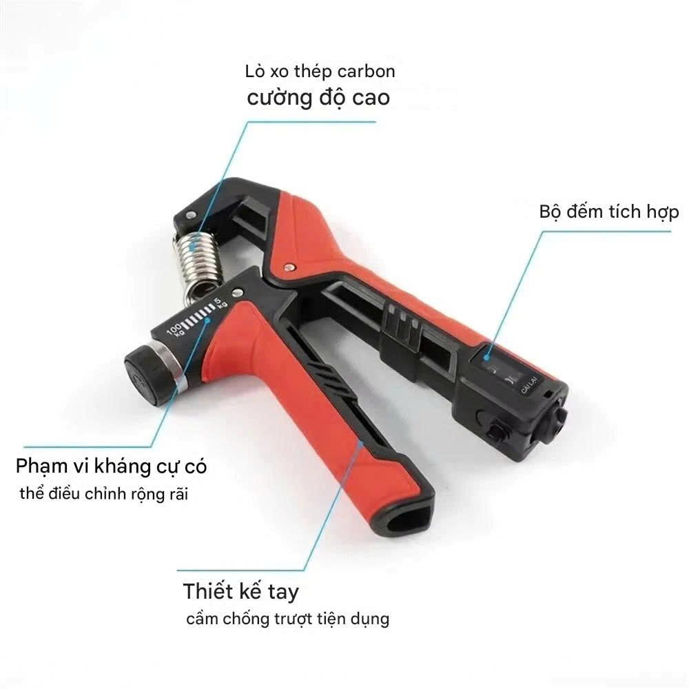Kìm bóp tay Kingbox KB630 điều chỉnh lực kèm bộ đếm số 5-100kg