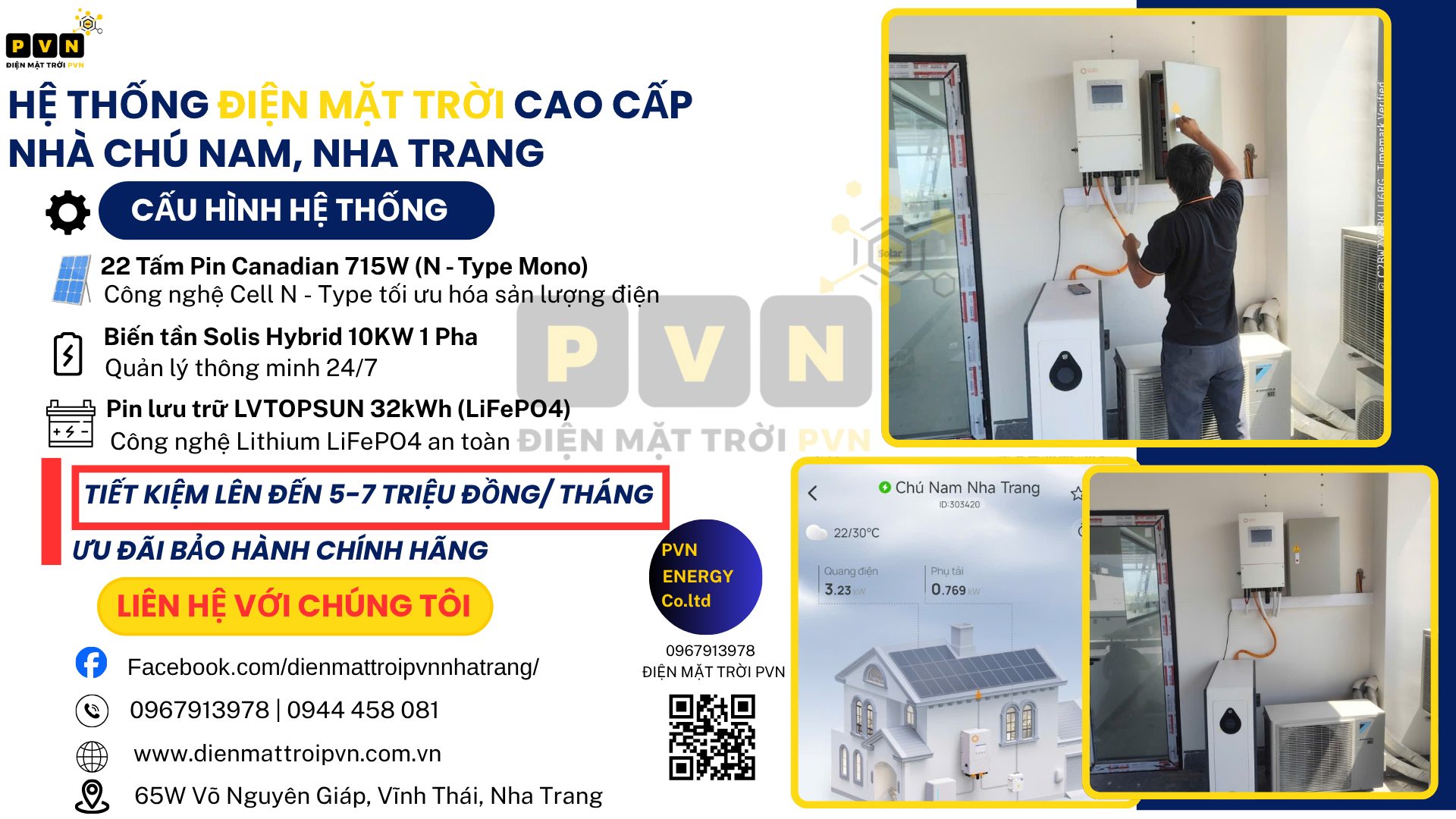 PVN BÀN GIAO HỆ THỐNG ĐIỆN MẶT TRỜI HYBRID 15,73 kWp TẠI PHƯỚC HẢI, NHA TRANG