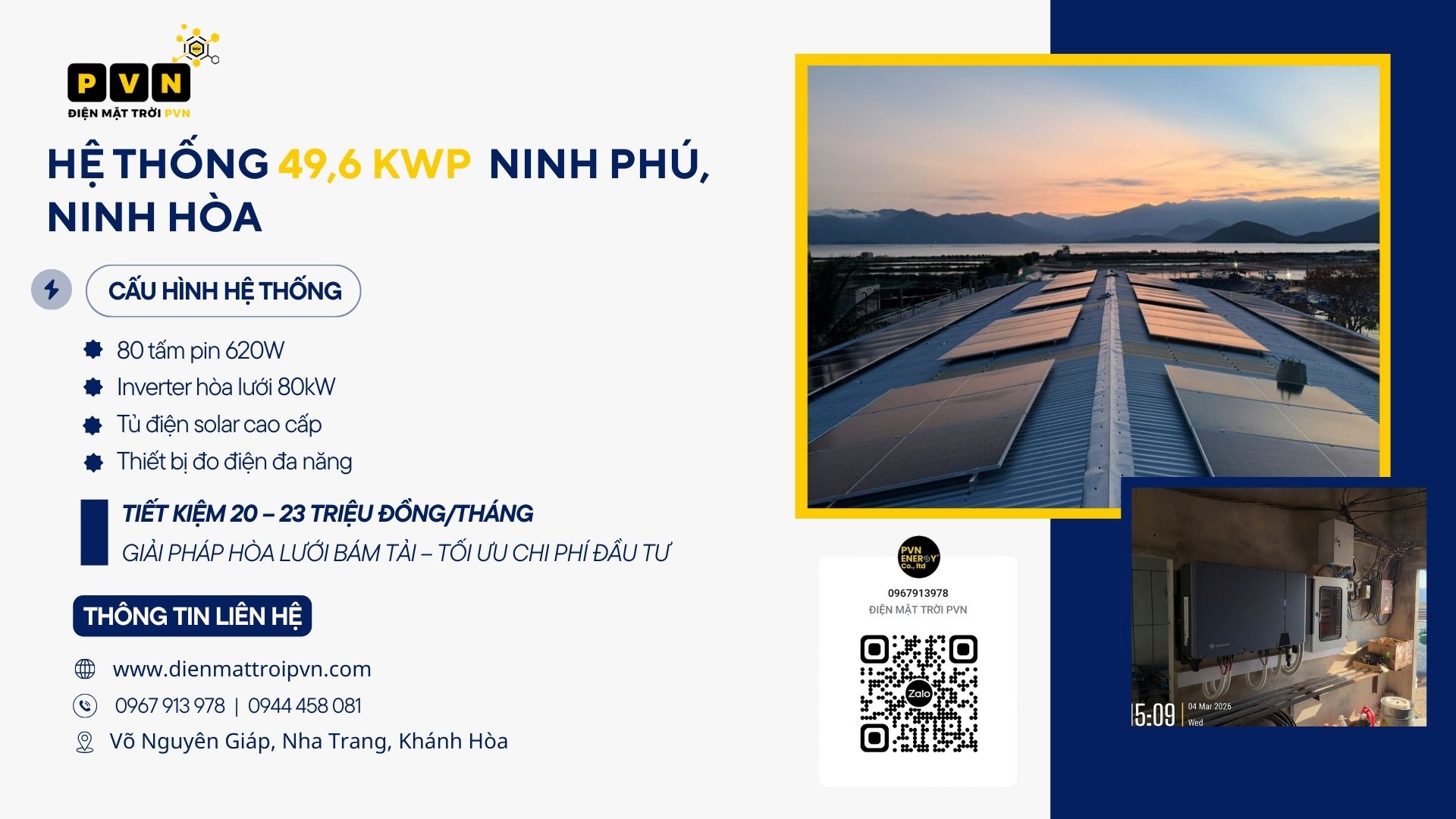 PVN BÀN GIAO HỆ THỐNG ĐIỆN MẶT TRỜI HÒA LƯỚI 49,6 kWp