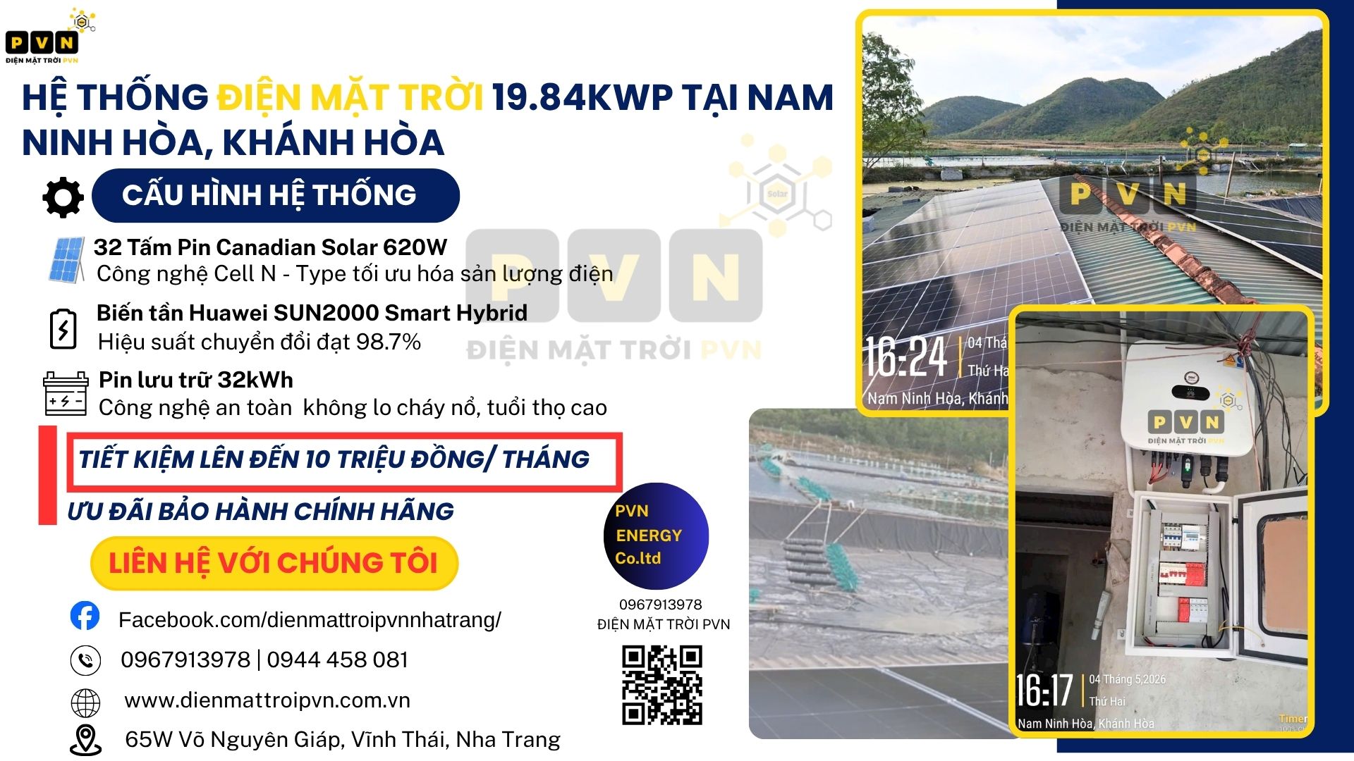 PVN BÀN GIAO HỆ THỐNG ĐIỆN MẶT TRỜI HYBRID 19,84 kWp TẠI NAM NINH HÒA, KHÁNH HÒA