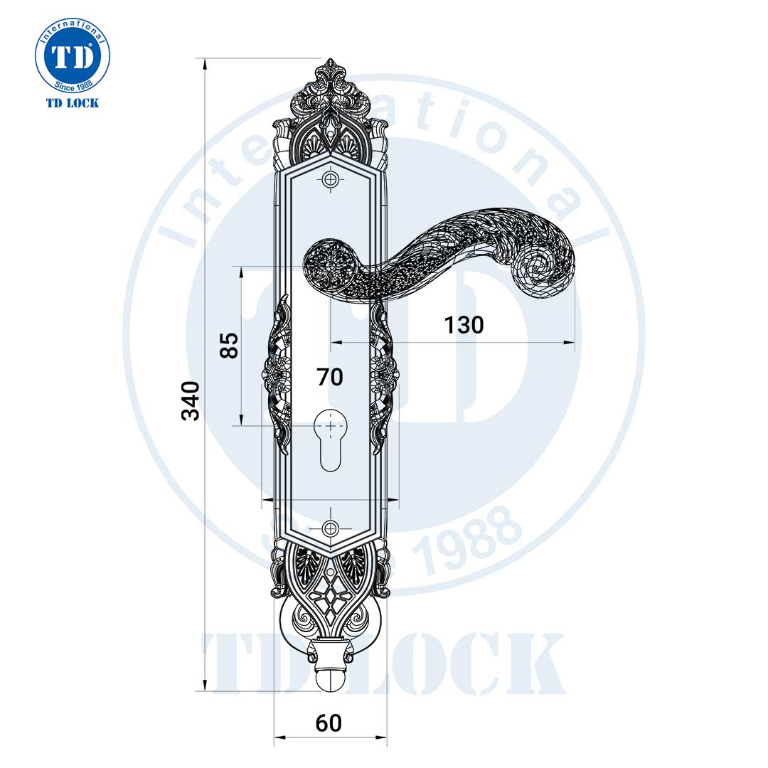 KHÓA TAY GẠT CỬA GỖ ROMA - BDH-340340-G CỬA CHÍNH GOLD
