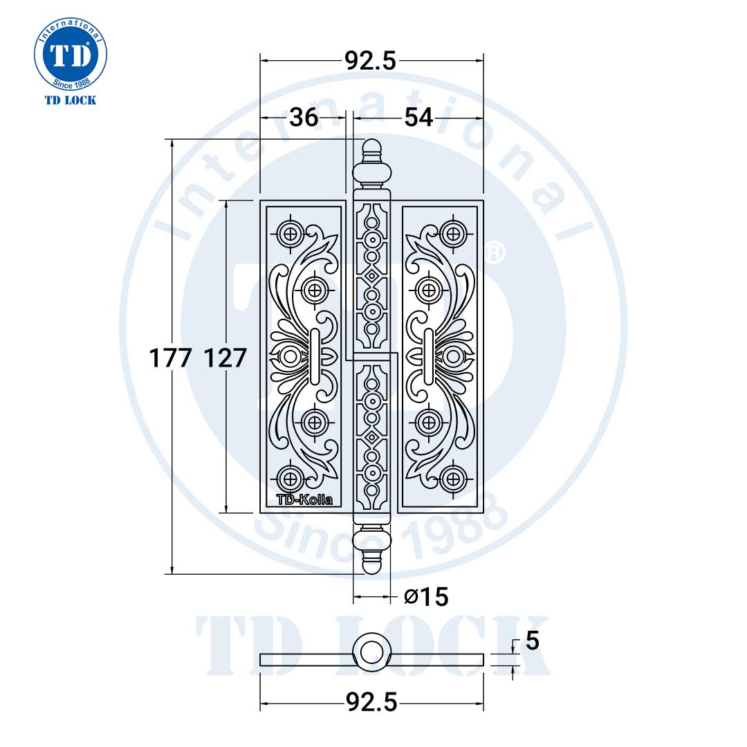 BẢN LỀ CỐI KOLLA CỬA GỖ - BLC-68130-2C VÀNG MỜ