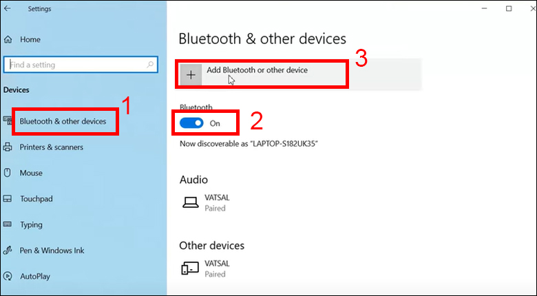 Chọn Add Bluetooth & other devices