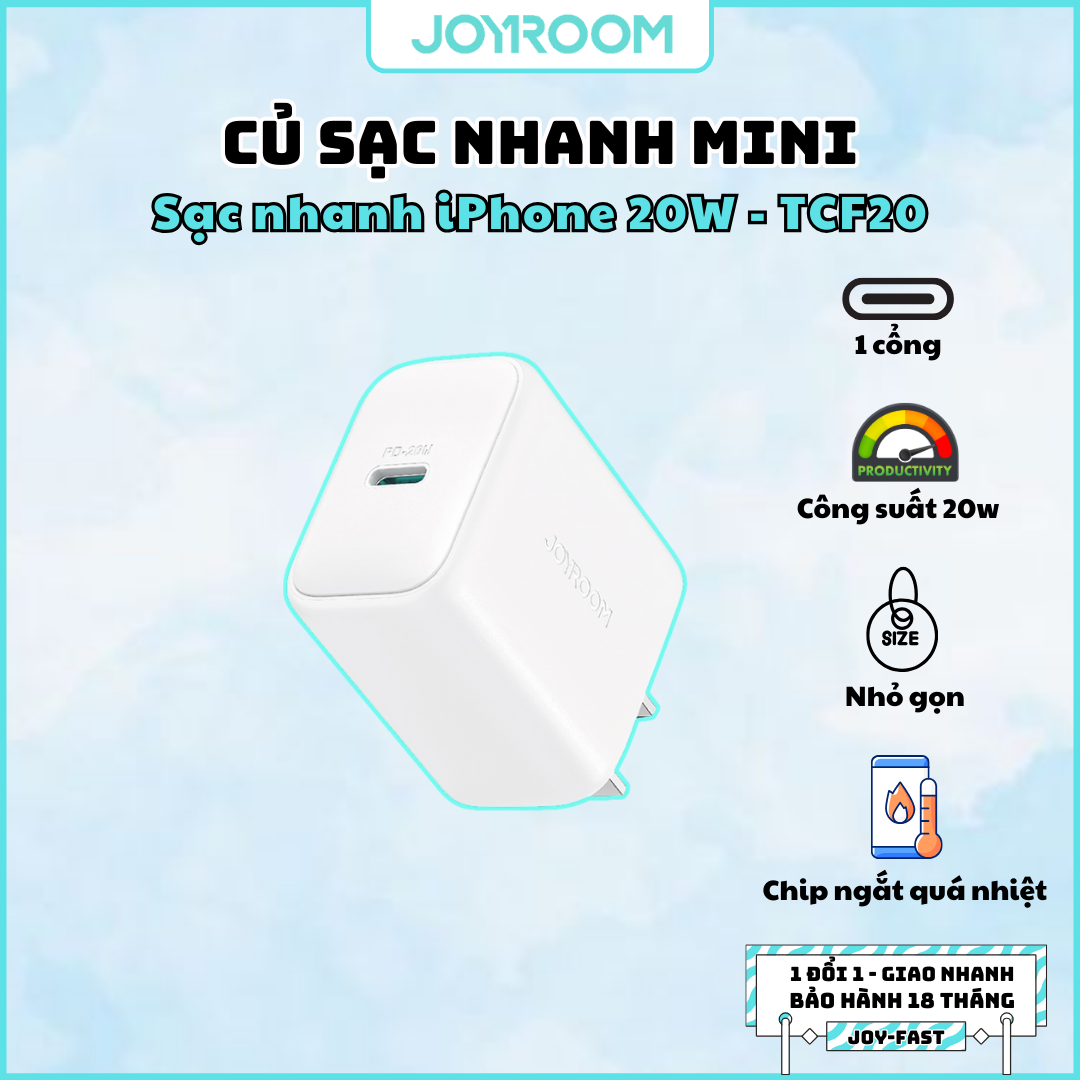 Cóc sạc 20W TCF20 Joyroom 1 cổng sạc C siêu nhanh