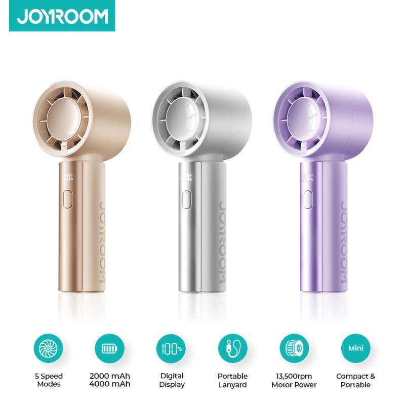 Quạt mini Cầm Tay Joyroom CY716 pin 4000mAh (13,500 RPM HyperDrive™, hơn 6 tiếng sử dụng)