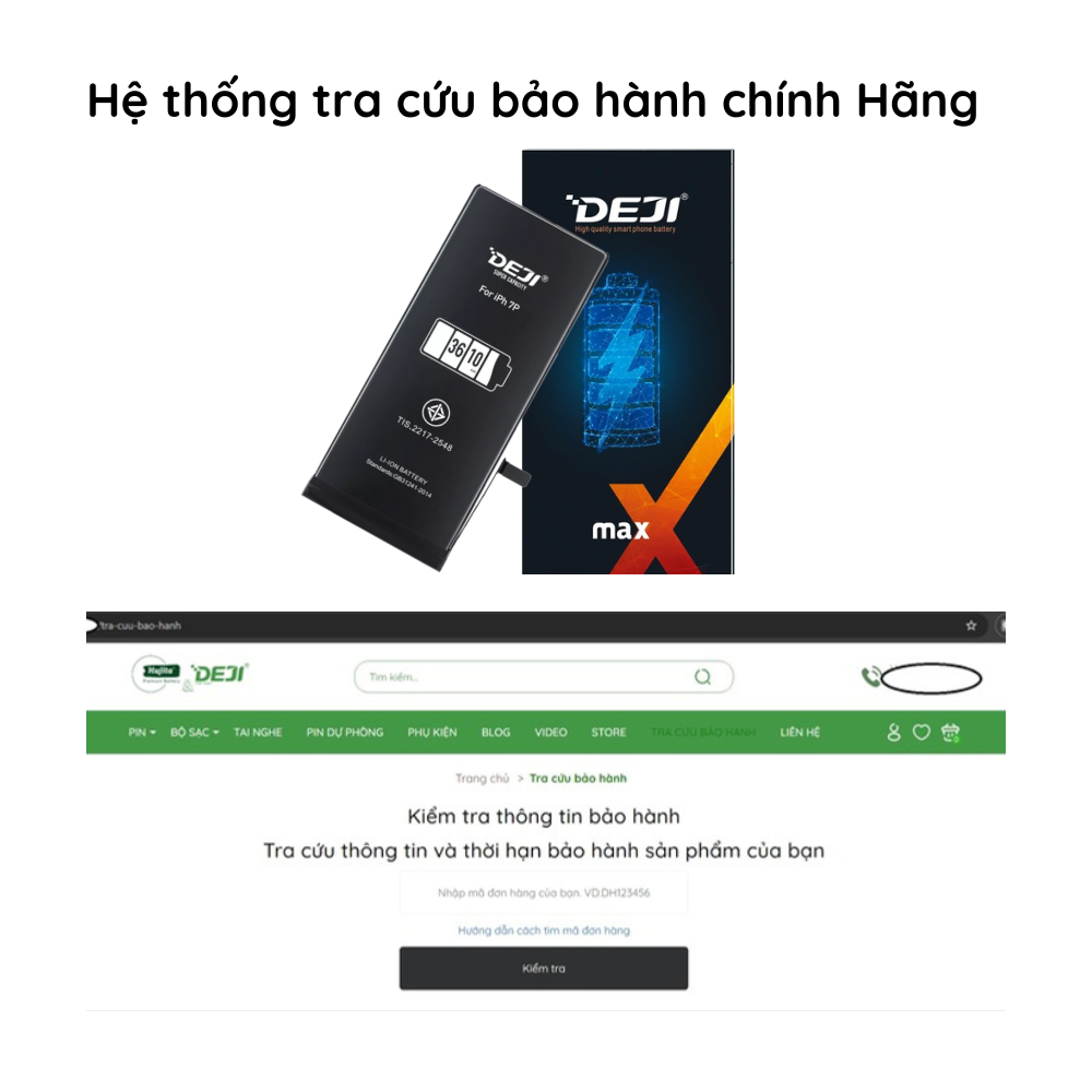 Pin iPhone 15 Pro Dung lượng cao 3400mAh Deji