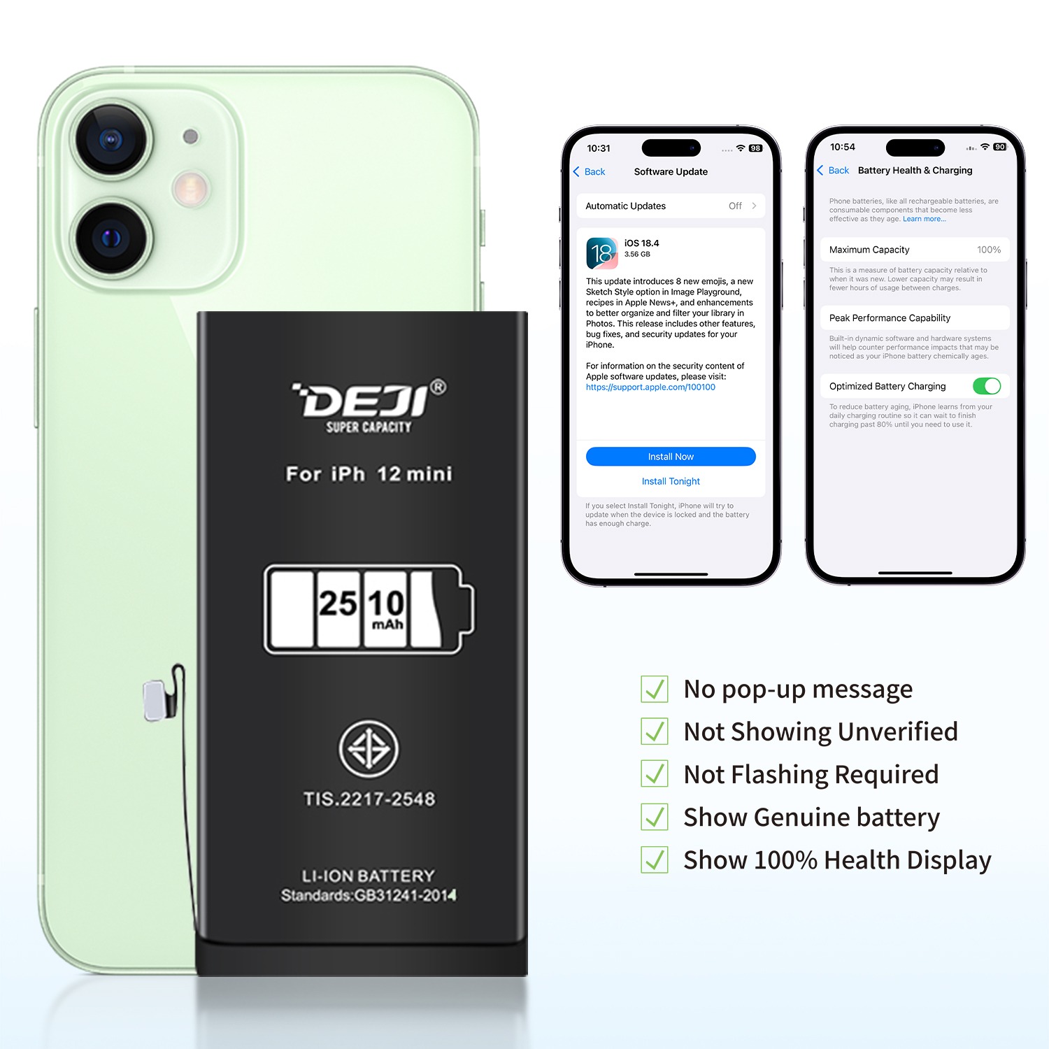 [Chạy chuẩn đoán] Pin iPhone 12 Mini dung lượng cao 2510mAh Deji