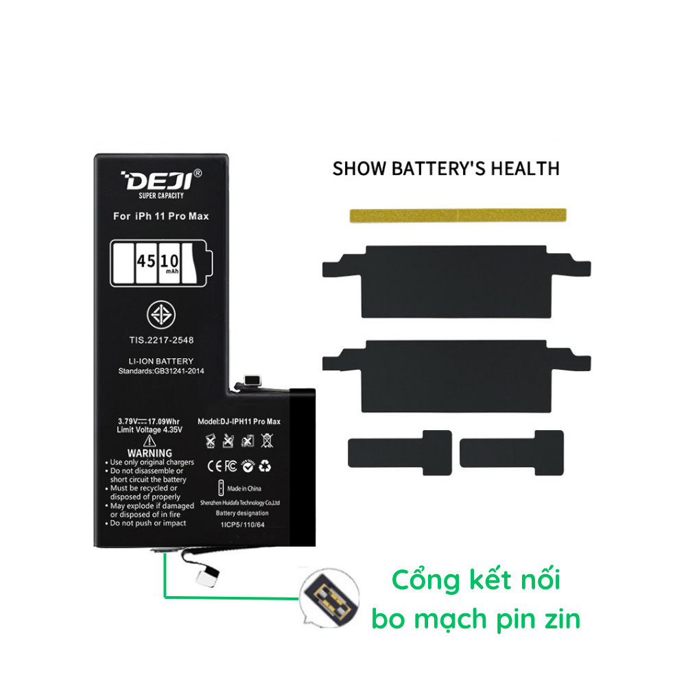 [Hiển thị 100% tình trạng pin trong Cài đặt] Pin iPhone 11 Pro Max Dung lượng cao 4500mAh công nghệ mới Deji