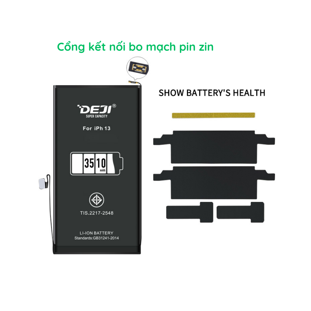 [Hiển thị 100% tình trạng pin trong Cài đặt] Pin iPhone 13 Dung lượng cao 3510mAh công nghệ mới Deji