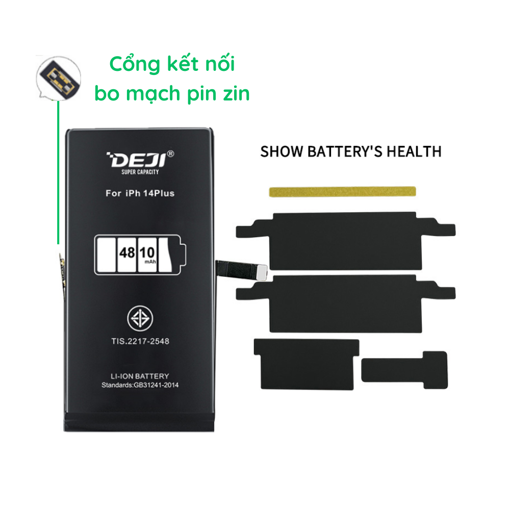 [Hiển thị 100% tình trạng pin trong Cài đặt] Pin iPhone 14 Plus Dung lượng cao 4810mAh công nghệ mới Deji