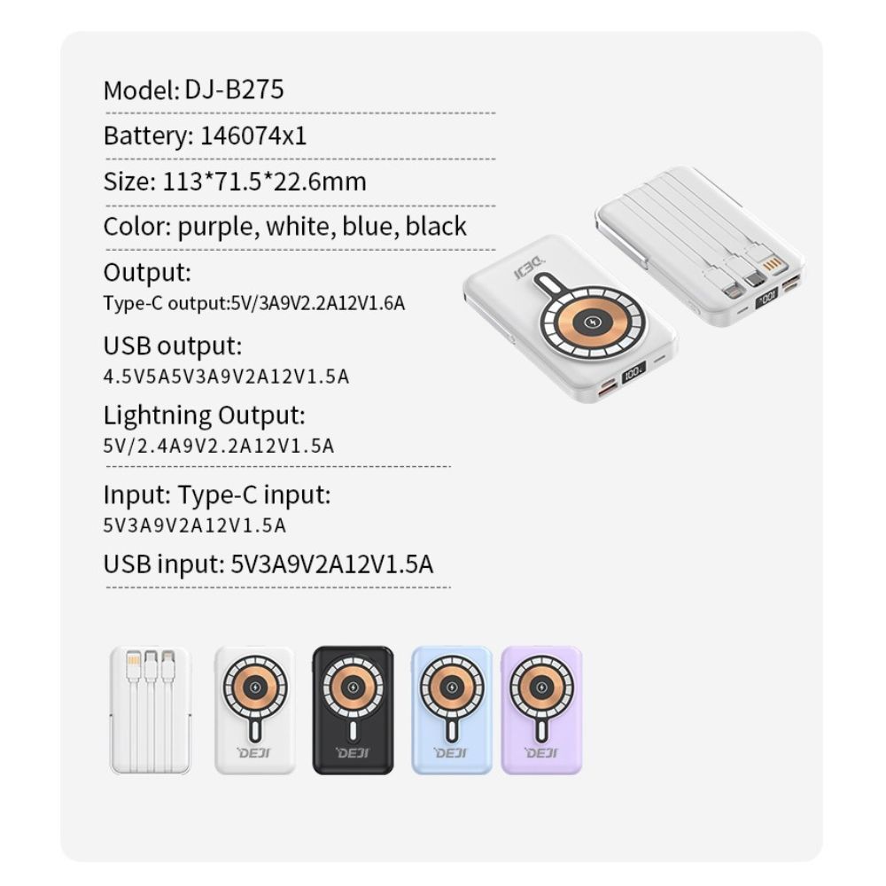 Sạc dự phòng cao cấp Deji DJ-B275 15W 10000mAh
