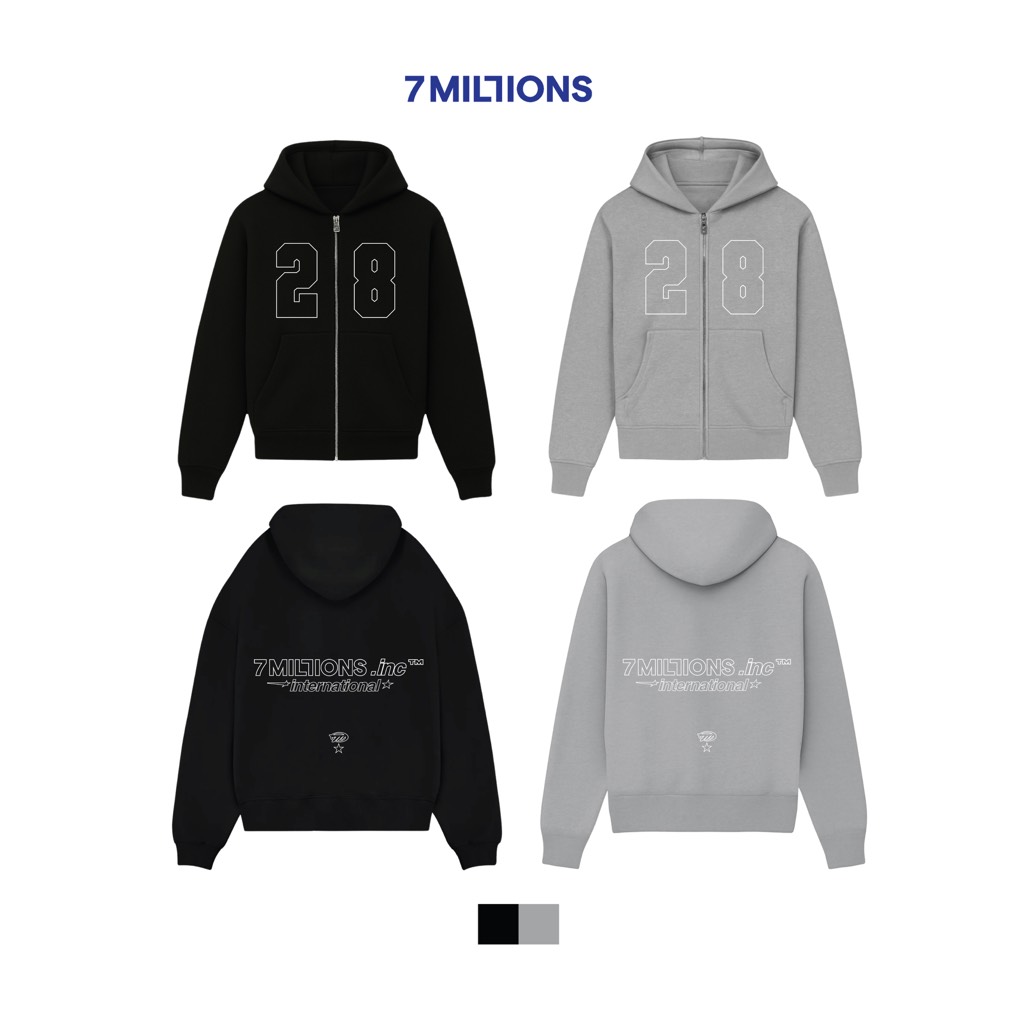 Hoodie 28 Đen / Xám