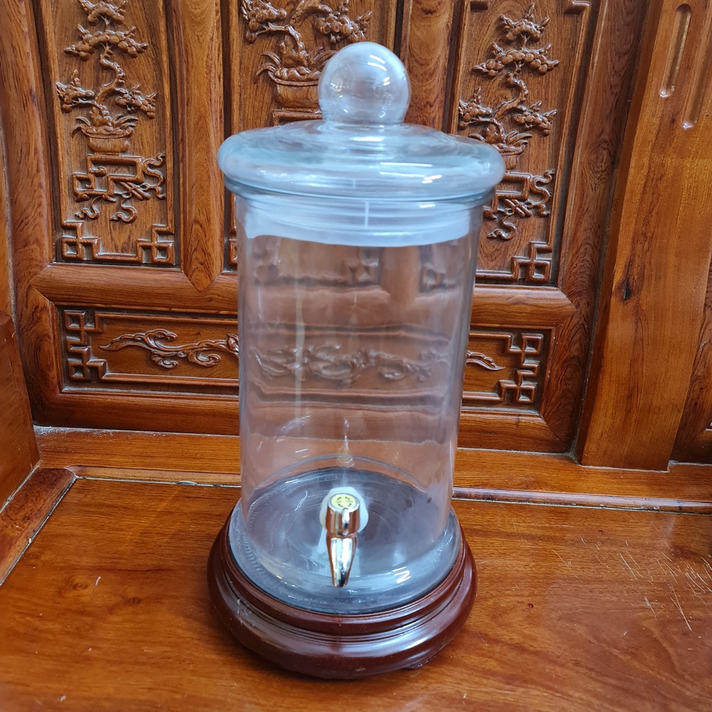 Bình ngâm rượu Thuỷ tinh dáng trụ có vòi, không vòi 6L, 8L, 10L, 12L, 15L, 19L