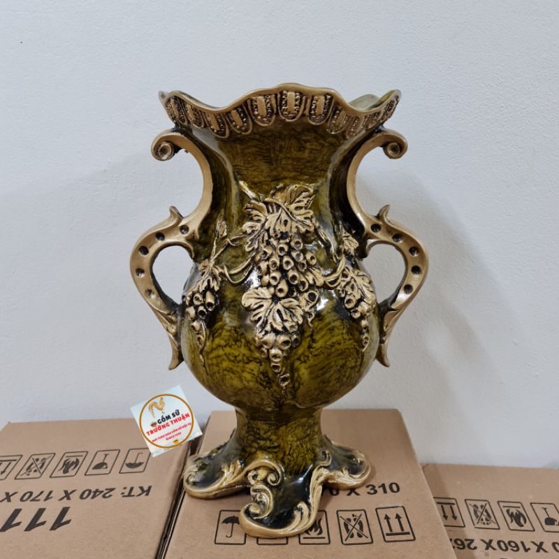 Bình hoa composite Cúp 83 H41cm ( cắm lông công, hoa lụa...)💯BAO BỂ VỠ💯