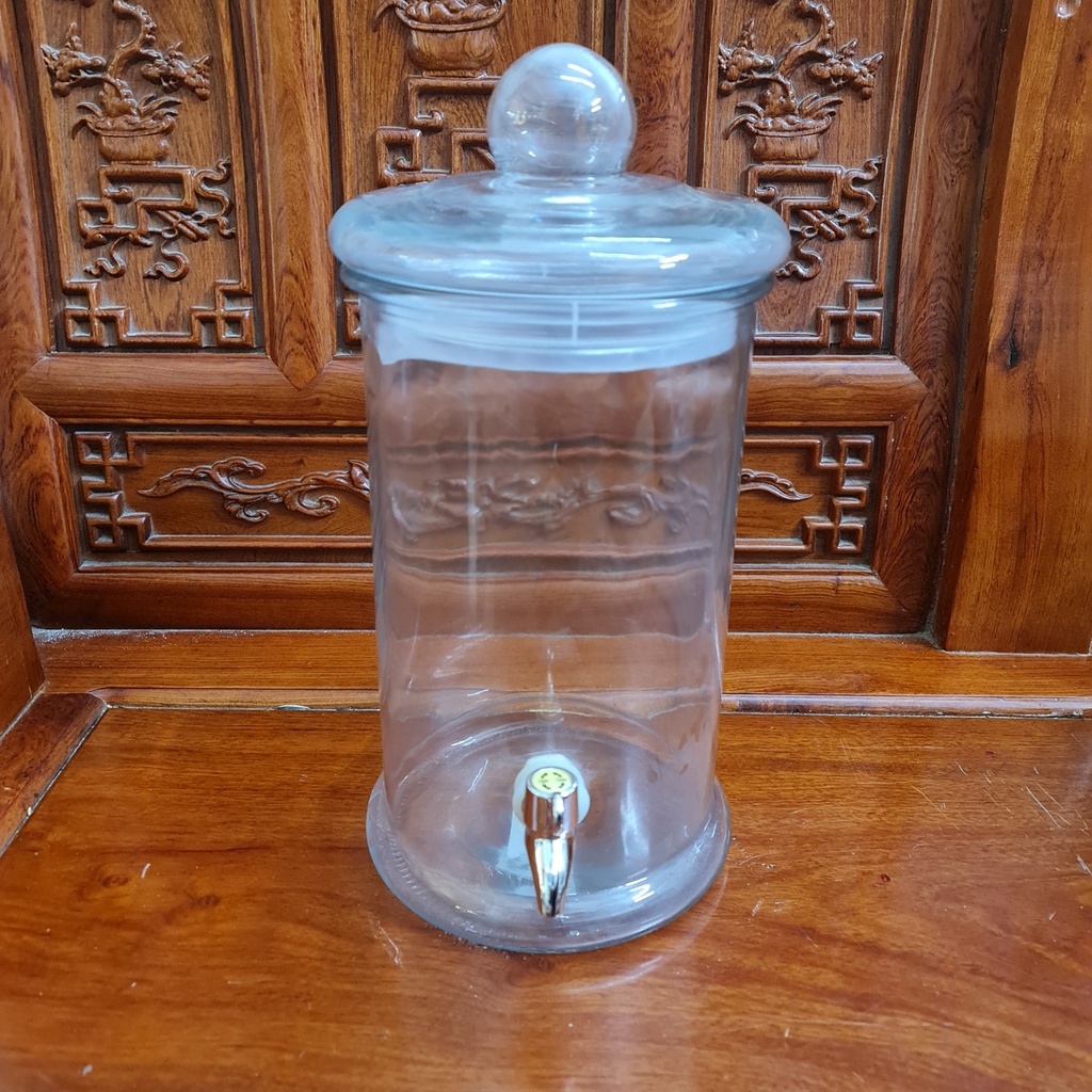 Bình ngâm rượu Thuỷ tinh dáng trụ có vòi, không vòi 6L, 8L, 10L, 12L, 15L, 19L