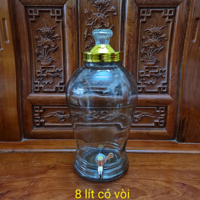 Bình ngâm rượu thủy tinh 8 lít có van và không van