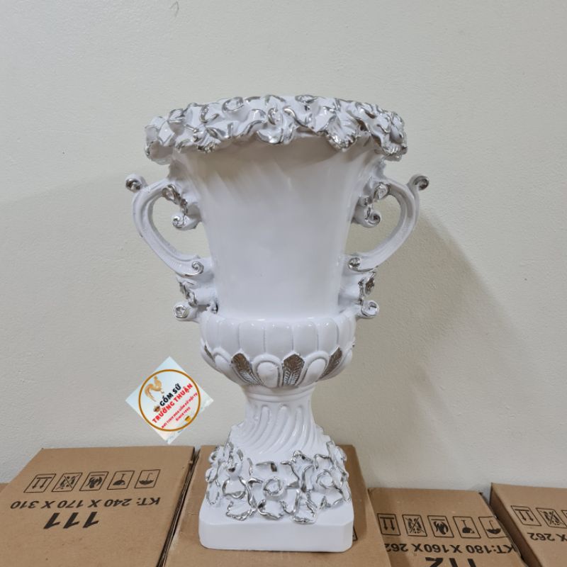 Bình Cắm Hoa Lụa, Lông Công ⚡BAO BỂ VỠ⚡Composite Cúp S1 H50cm