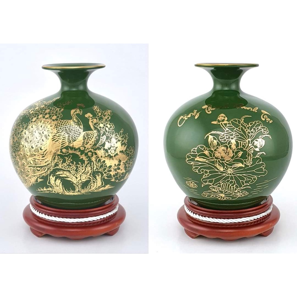 🔥[Giàu sang] Lọ hoa hút lộc - bình hút tài lộc gốm sứ bát tràng (Cao 28cm & 30cm)