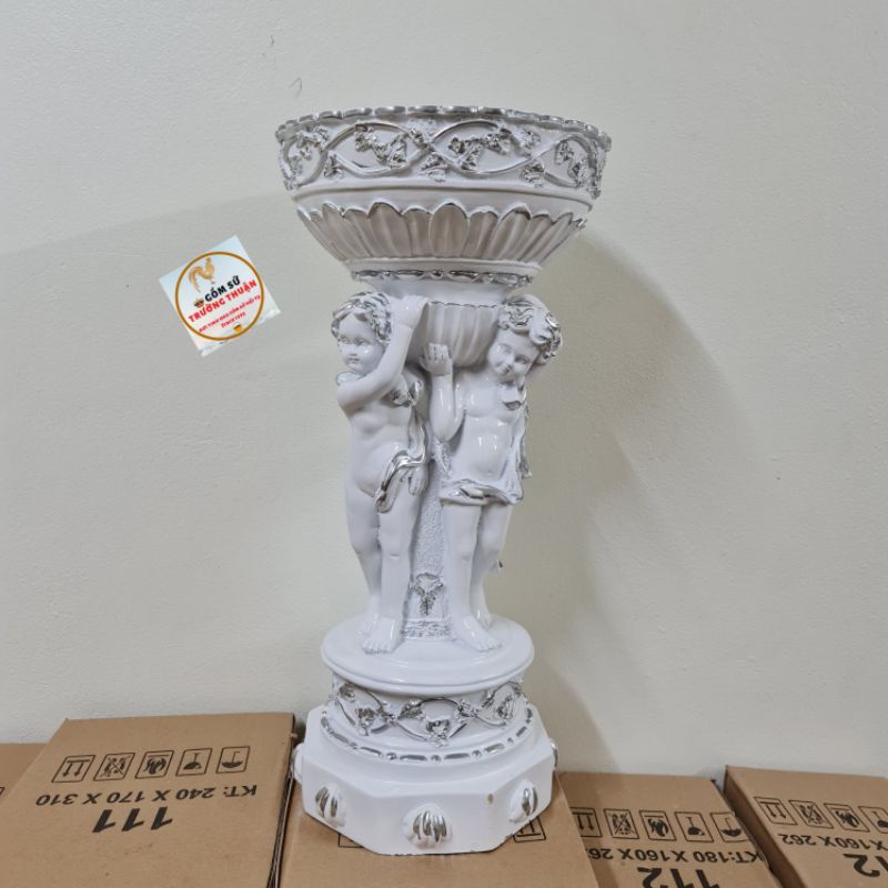 Bình Cắm Hoa Lụa, Lông Công ⚡BAO BỂ VỠ⚡Composite Thiên Thần Đại H60cm
