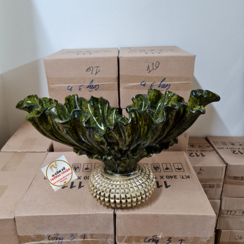 Bình Hoa Composite Lá Cải *Cao 28cm* ( cắm lông công, hoa lụa...)💯BAO BỂ VỠ💯